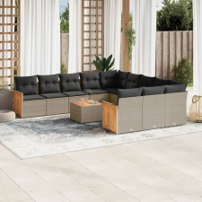 vidaXL 12 részes szürke polyrattan kerti ülőgarnitúra párnákkal kerti bútor