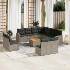vidaXL 12 részes szürke polyrattan kerti ülőgarnitúra párnákkal kerti bútor