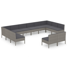 vidaXL 12 részes szürke polyrattan kerti ülőgarnitúra párnákkal (3094614) kerti bútor