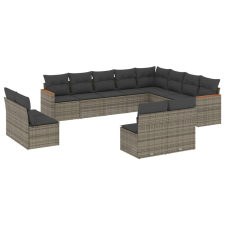 vidaXL 12 részes szürke polyrattan kerti ülőgarnitúra párnákkal (3258875) kerti bútor