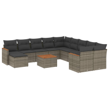 vidaXL 12 részes szürke polyrattan kerti ülőgarnitúra párnákkal (3258980) kerti bútor