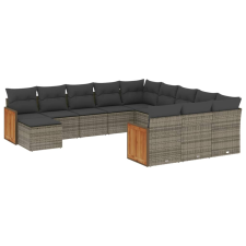 vidaXL 12 részes szürke polyrattan kerti ülőgarnitúra párnákkal (3260667) kerti bútor