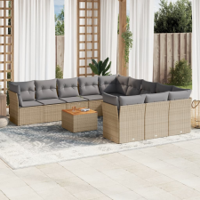 vidaXL 12 részes vegyes bézs polyrattan kerti ülőgarnitúra párnákkal kerti bútor