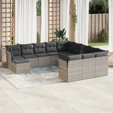 vidaXL 12 részes világosszürke polyrattan kerti ülőgarnitúra párnával kerti bútor