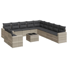 vidaXL 12 részes világosszürke polyrattan kerti ülőgarnitúra párnával (3219192) kerti bútor