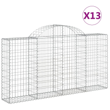 vidaXL 13 db íves horganyzott vas gabion kosár 200x30x100/120 cm (3146121) kerti tárolás