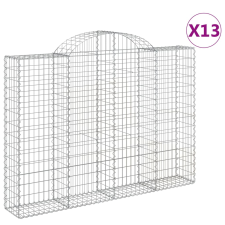 vidaXL 13 db íves horganyzott vas gabion kosár 200x30x140/160 cm kerti tárolás
