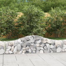 vidaXL 13 db íves horganyzott vas gabion kosár 200x30x40/60 cm kerti dekoráció