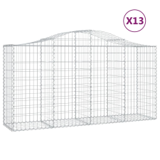 vidaXL 13 db íves horganyzott vas gabion kosár 200x50x100/120 cm (3145651) kerti tárolás