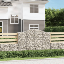 vidaXL 13 db íves horganyzott vas gabion kosár 200x50x140/160 cm kerti tárolás