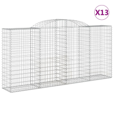 vidaXL 13 db íves horganyzott vas gabion kosár 300x50x140/160 cm (3146748) kerti tárolás
