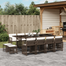 vidaXL 13 részes barna polyrattan kerti ülőgarnitúra párnákkal kerti bútor