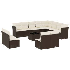 vidaXL 13 részes barna polyrattan kerti ülőgarnitúra párnákkal (3218483) kerti bútor