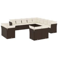 vidaXL 13 részes barna polyrattan kerti ülőgarnitúra párnákkal (3250392) kerti bútor