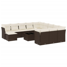 vidaXL 13 részes barna polyrattan kerti ülőgarnitúra párnákkal (3250482) kerti bútor
