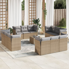 vidaXL 13 részes bézs polyrattan kerti ülőgarnitúra párnákkal kerti bútor