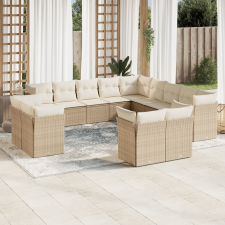 vidaXL 13 részes bézs polyrattan kerti ülőgarnitúra párnákkal kerti bútor