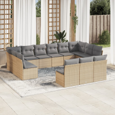 vidaXL 13 részes bézs polyrattan kerti ülőgarnitúra párnákkal kerti bútor