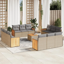 vidaXL 13 részes bézs polyrattan kerti ülőgarnitúra párnákkal kerti bútor