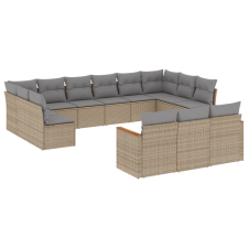 vidaXL 13 részes bézs polyrattan kerti ülőgarnitúra párnákkal (3258860) kerti bútor