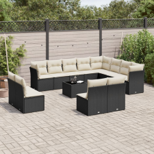 vidaXL 13 részes fekete polyrattan kerti ülőgarnitúra párnákkal kerti bútor