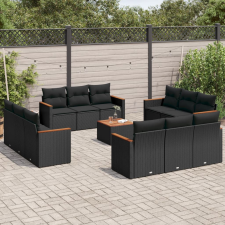 vidaXL 13 részes fekete polyrattan kerti ülőgarnitúra párnákkal kerti bútor