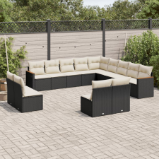 vidaXL 13 részes fekete polyrattan kerti ülőgarnitúra párnákkal kerti bútor