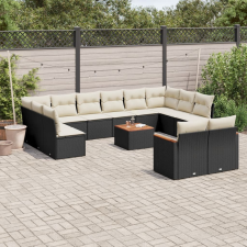 vidaXL 13 részes fekete polyrattan kerti ülőgarnitúra párnákkal kerti bútor