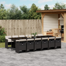 vidaXL 13 részes fekete polyrattan kerti ülőgarnitúra párnákkal kerti bútor