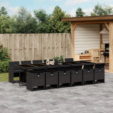 vidaXL 13 részes fekete polyrattan kerti ülőgarnitúra párnákkal kerti bútor