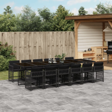 vidaXL 13 részes fekete polyrattan kerti ülőgarnitúra párnákkal kerti bútor