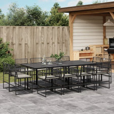 vidaXL 13 részes fekete polyrattan kerti ülőgarnitúra párnákkal kerti bútor