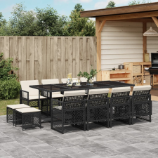 vidaXL 13 részes fekete polyrattan kerti ülőgarnitúra párnákkal kerti bútor