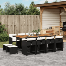 vidaXL 13 részes fekete polyrattan kerti ülőgarnitúra párnákkal kerti bútor