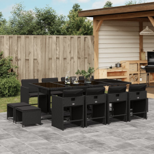 vidaXL 13 részes fekete polyrattan kerti ülőgarnitúra párnákkal kerti bútor