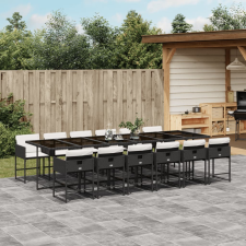 vidaXL 13 részes fekete polyrattan kerti ülőgarnitúra párnákkal kerti bútor