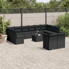 vidaXL 13 részes fekete polyrattan kerti ülőgarnitúra párnákkal kerti bútor