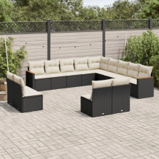 vidaXL 13 részes fekete polyrattan kerti ülőgarnitúra párnákkal kerti bútor