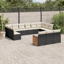 vidaXL 13 részes fekete polyrattan kerti ülőgarnitúra párnákkal kerti bútor