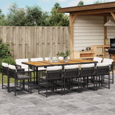 vidaXL 13 részes fekete polyrattan kerti ülőgarnitúra párnákkal kerti bútor