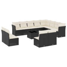 vidaXL 13 részes fekete polyrattan kerti ülőgarnitúra párnákkal (3218476) kerti bútor