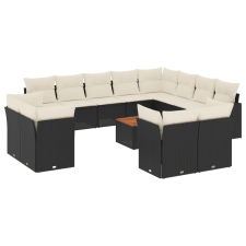 vidaXL 13 részes fekete polyrattan kerti ülőgarnitúra párnákkal (3223949) kerti bútor