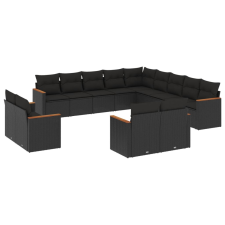 vidaXL 13 részes fekete polyrattan kerti ülőgarnitúra párnákkal (3226524) kerti bútor