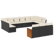 vidaXL 13 részes fekete polyrattan kerti ülőgarnitúra párnákkal (3228135) kerti bútor