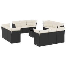 vidaXL 13 részes fekete polyrattan kerti ülőgarnitúra párnákkal (3249175) kerti bútor