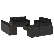 vidaXL 13 részes fekete polyrattan kerti ülőgarnitúra párnákkal (3251112) kerti bútor