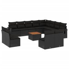 vidaXL 13 részes fekete polyrattan kerti ülőgarnitúra párnákkal (3257140) kerti bútor