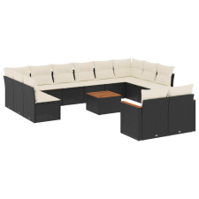vidaXL 13 részes fekete polyrattan kerti ülőgarnitúra párnákkal (3258850) kerti bútor