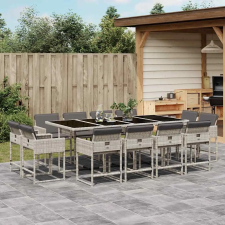 vidaXL 13 részes szürke polyrattan kerti étkezőgarnitúra párnákkal kerti bútor