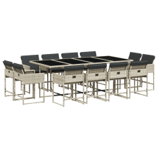 vidaXL 13 részes szürke polyrattan kerti étkezőgarnitúra párnákkal (3211403) kerti bútor